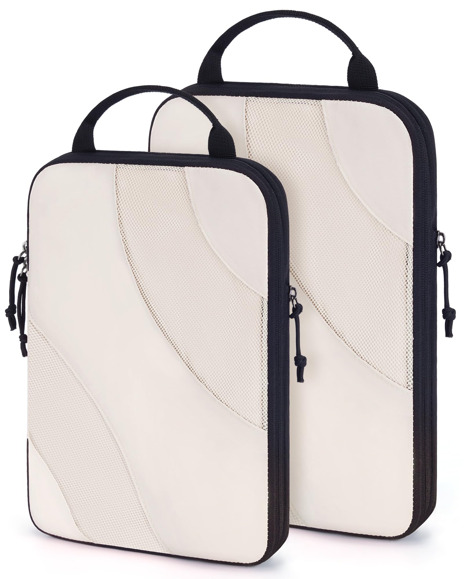 bagsmartBAGSMART Compression Packing Cubes, 2 Set Travel Packing Cubes for Carry on Suitcases, Compression Suitcase Organizers Bag Set & Travel Cubes for Luggage, Lightweight Packing Organizers White Opal