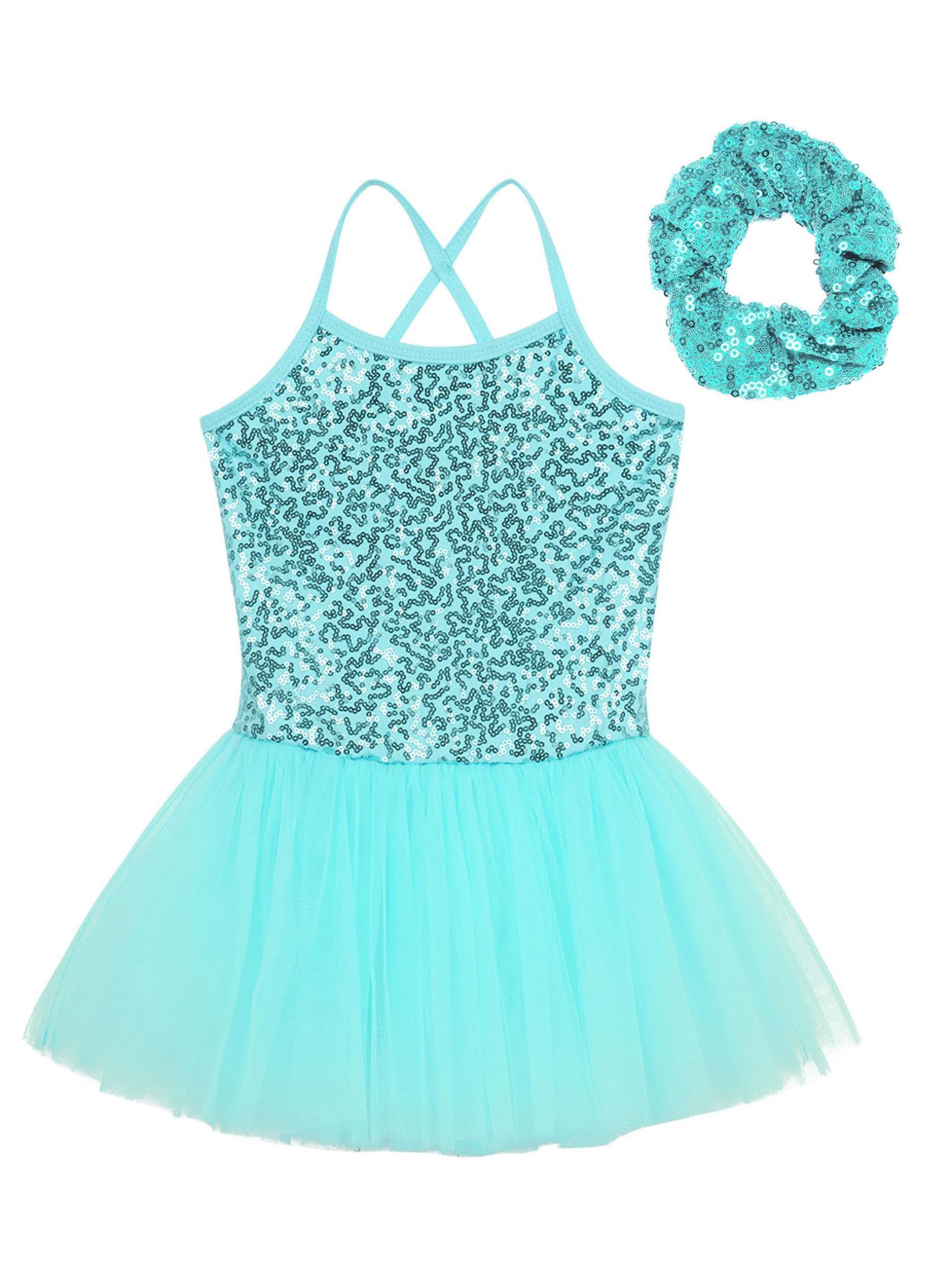 Oyolan Vestido de Danza Ballet Niña Princesa Vestido Tutu Lentejuelas Espalda Cruzada Traje Ropa de Baile Maillot Monos de Danza Clásica Traje de Bailarina — view 3