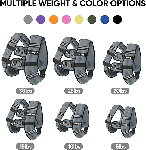 Miniatura 3 de APEXUP - Chaleco con peso de 5, 10, 15, 20, 25 y 30 libras para hombre y mujer, con rayas reflectantes, equipo para entrenamiento de fuerza y correr