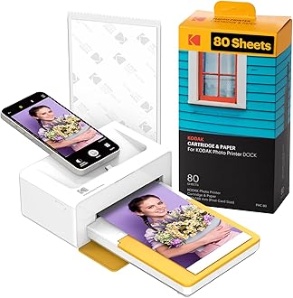 KODAK Dock Plus 4x6'' Photo Printer, 50 Sheets, Docking & Bluetooth Smartphone Printer for iPhone & Android, Instant Color Prints, 4PASS Dye Sublimation