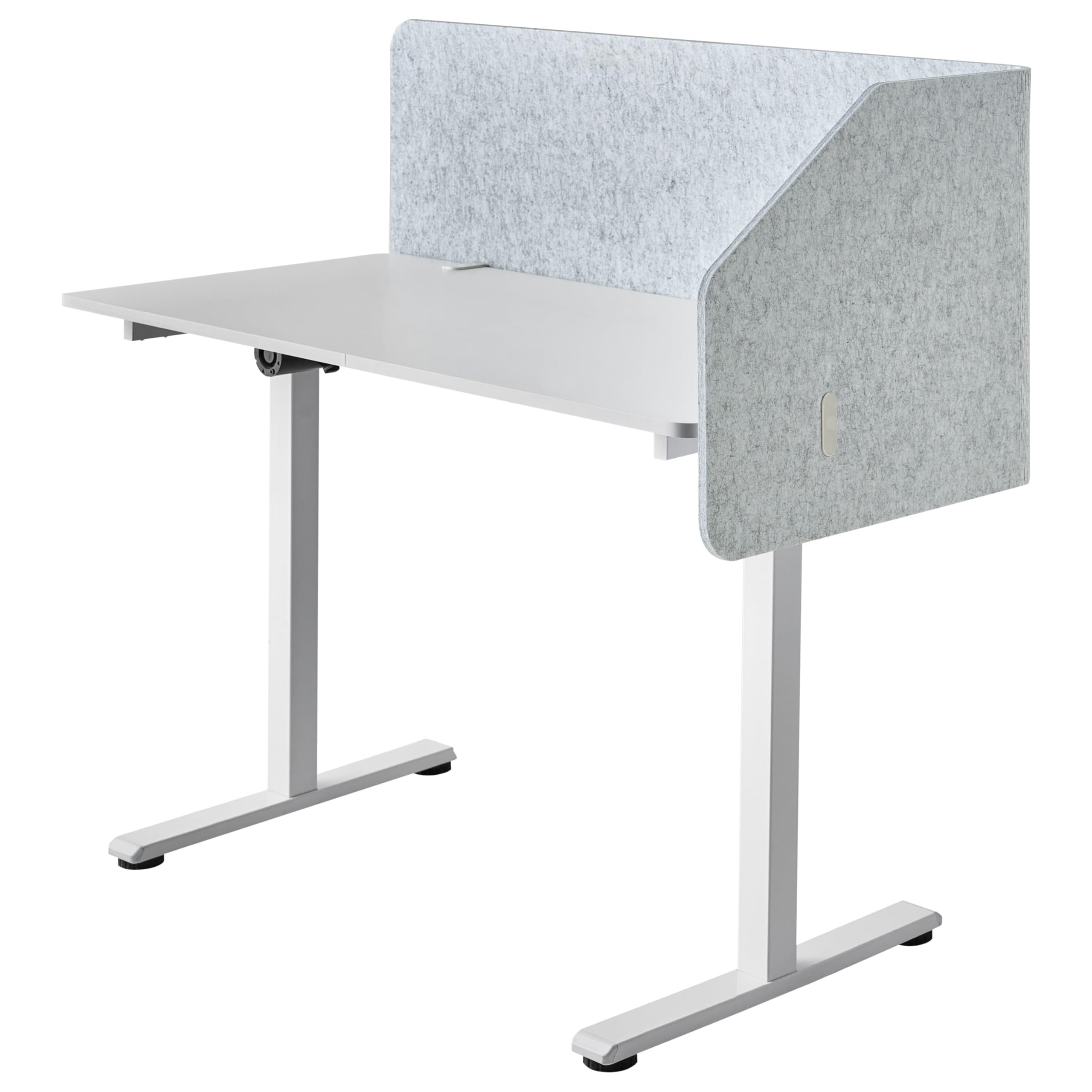 Beliani Schreibtisch Trennwand L-Form Filz Akustik Polster hellgrau 120 x 60 x 50 cm zum Klemmen Foldy