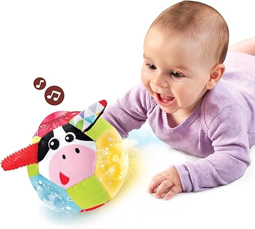 Miniatura 3 de Yookidoo Baby Lights N' Music Friends Ball Un juguete musical suave para recién nacido con estrellas intermitentes y tres animales de granja