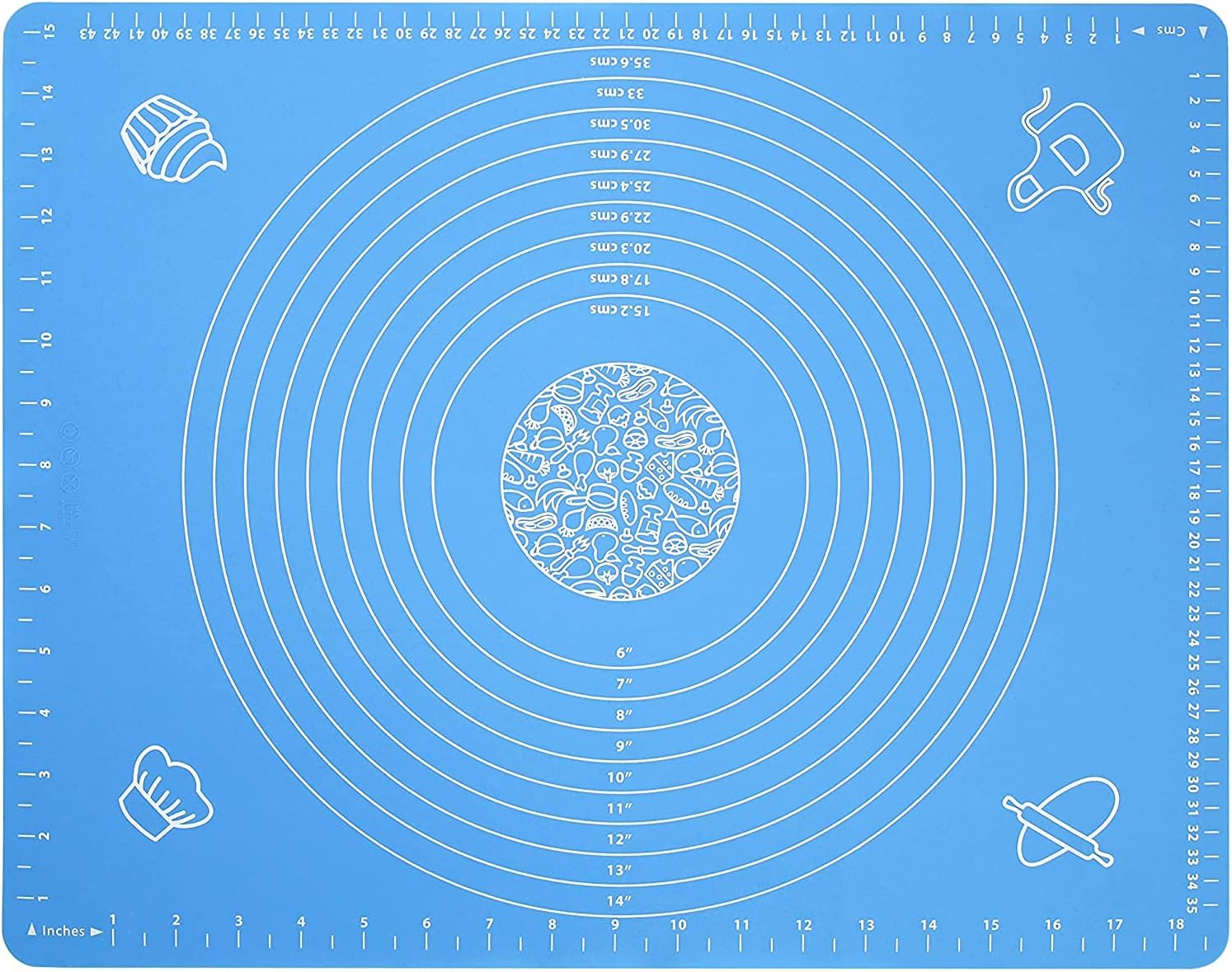 Silicone Baking Mat for Pastry Rolling Dough with Measurements - 19.7" x 15.7" BPA Free Non Stick and Non Slip Blue Table Sheet Baking Supplies for Bake Pizza Cake