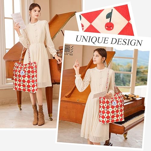 Vista 180 de Tote - Bolsa de hombro reutilizable de pana de gran capacidad con bolsillos interiores para mujeres y niñas Rayas