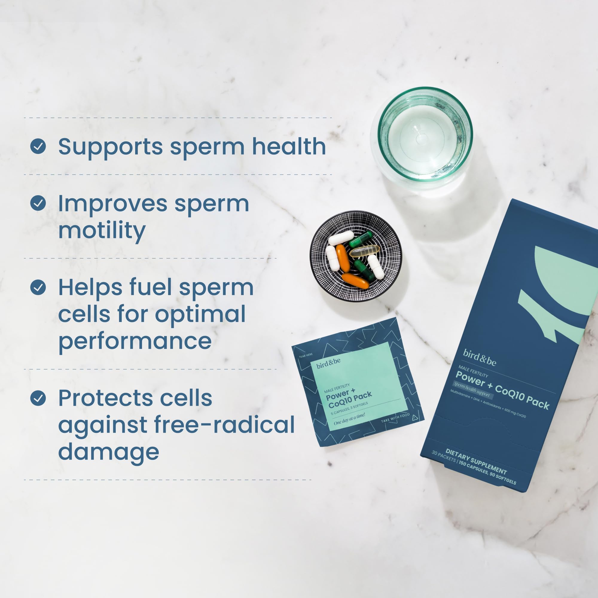 bird&be Male Fertility Supplements (CoQ10 600mg) - Men's Prenatal Vitamins for Sperm Support + Preconception Health, Motility & Count – with L-Carnitine, DHA – All in One Male Fertility Power Pack — Amazon image 4