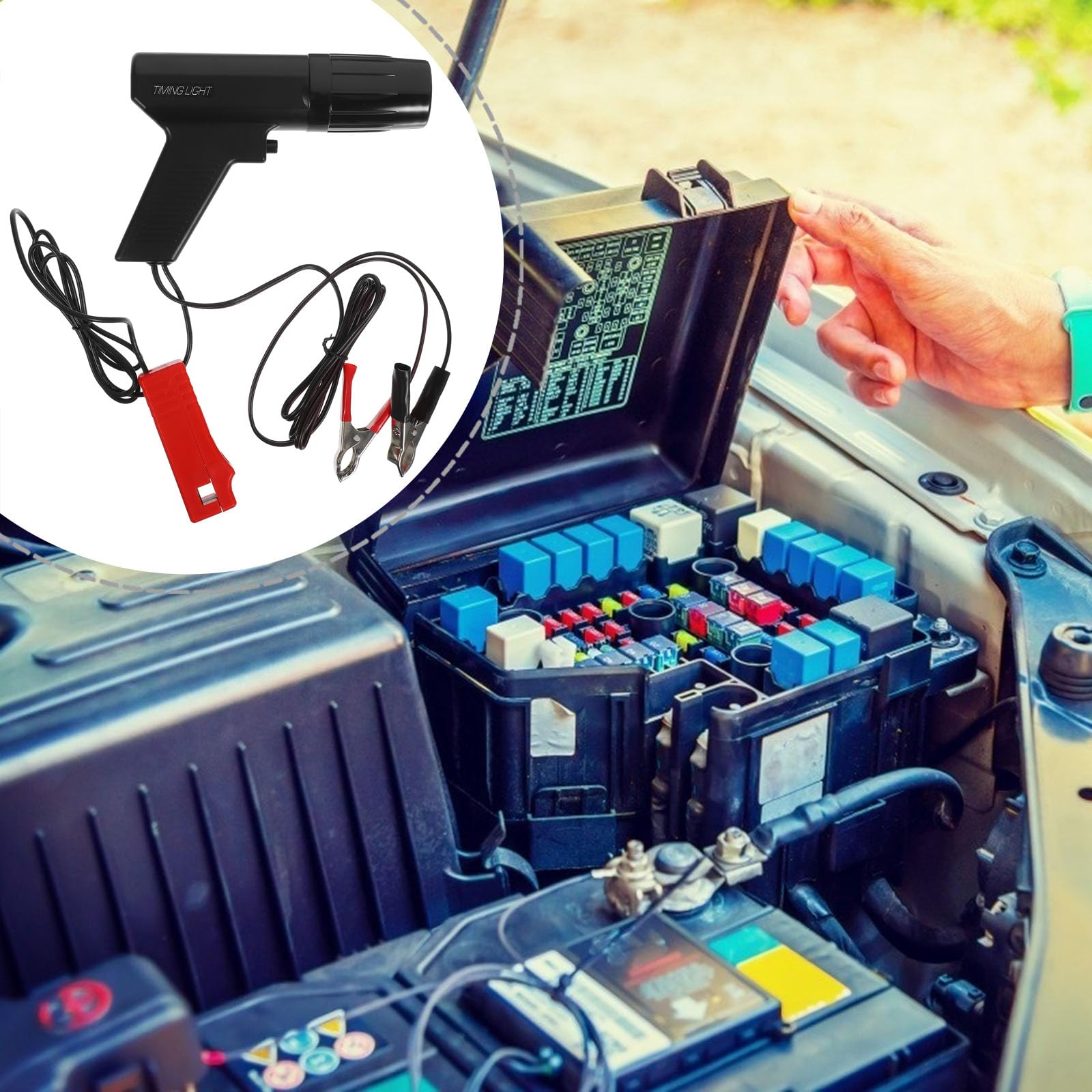 Tester per Bobina di Accensione Lampada Stroboscopica, Strumento per Messa in Fase Motori Auto e Moto, Rilevamento Sincronizzazione Motore in Officina
