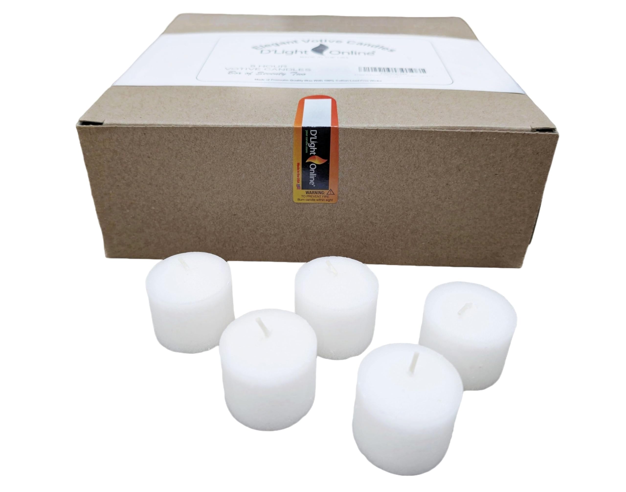 D'light Online Unscented Votive Candles - Small Candles for Synagogues, Churches, Baby Shower, Home Decoration, Restaurants and Weddings (White, 8 Hour - Set of 72)