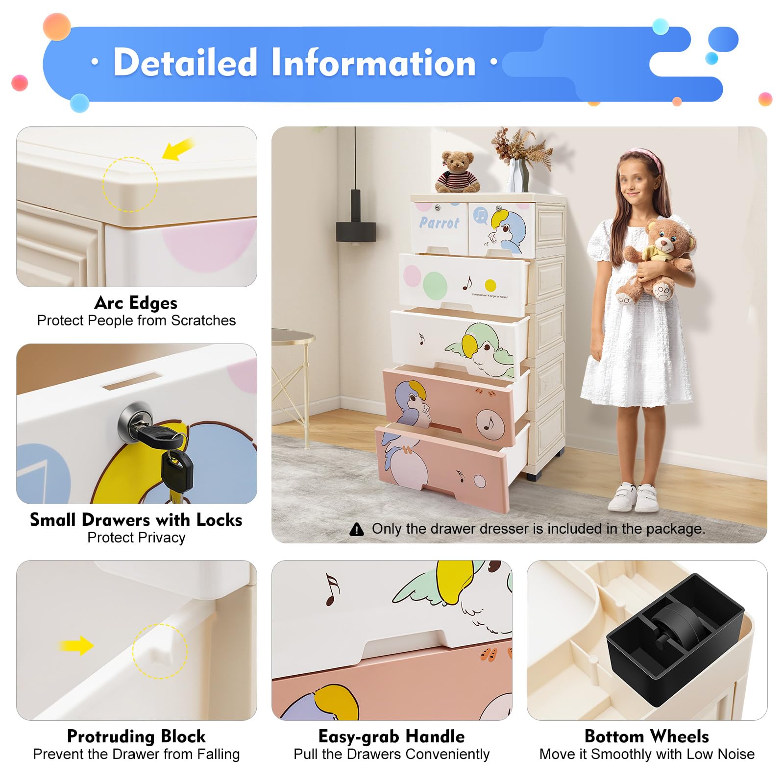 Amazon.com: PIAOCAIYIN Dresser Storage Cabinet, 5 Layers & 6 