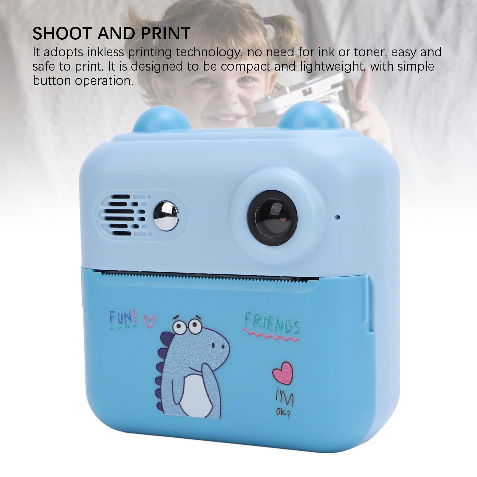 Aparat Natychmiastowy 50 MP z Nagrywaniem w Rozdzielczości 1080P, 16-krotny Zoom Cyfrowy, Ekran 2,4 Cala, Bateria 1000 MAh, do Podróży (BLUE)