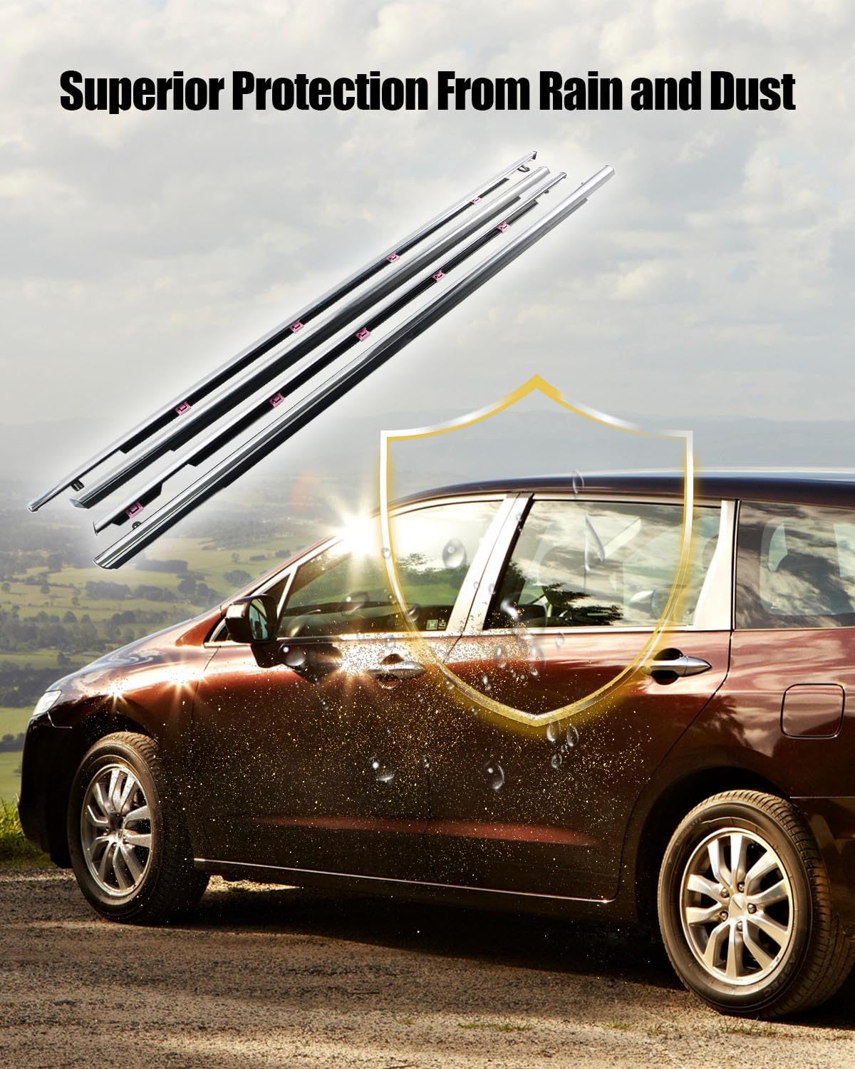 Car Window Outer Belt Molding Trim Weatherstrip Seal Fit for Honda Odyssey 2011-2017 Replace 72450-TK8-A11 72410-TK8-A11, 4Pcs