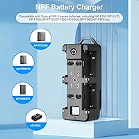 Vista 6 de Cargador rápido de batería NP-F de 4 canales con pantalla LCD, enchufe de alimentación PD de 65 W, luz indicadora de carga y cable USB-C compatible