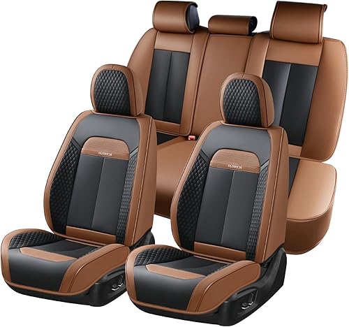 Miniatura 17 de FLORICH Funda de Asiento de Automóvil para Asientos Completos con Cuero Impermeable, Protectores de Asiento de Automóvil con Bolsillo de 2-Línea