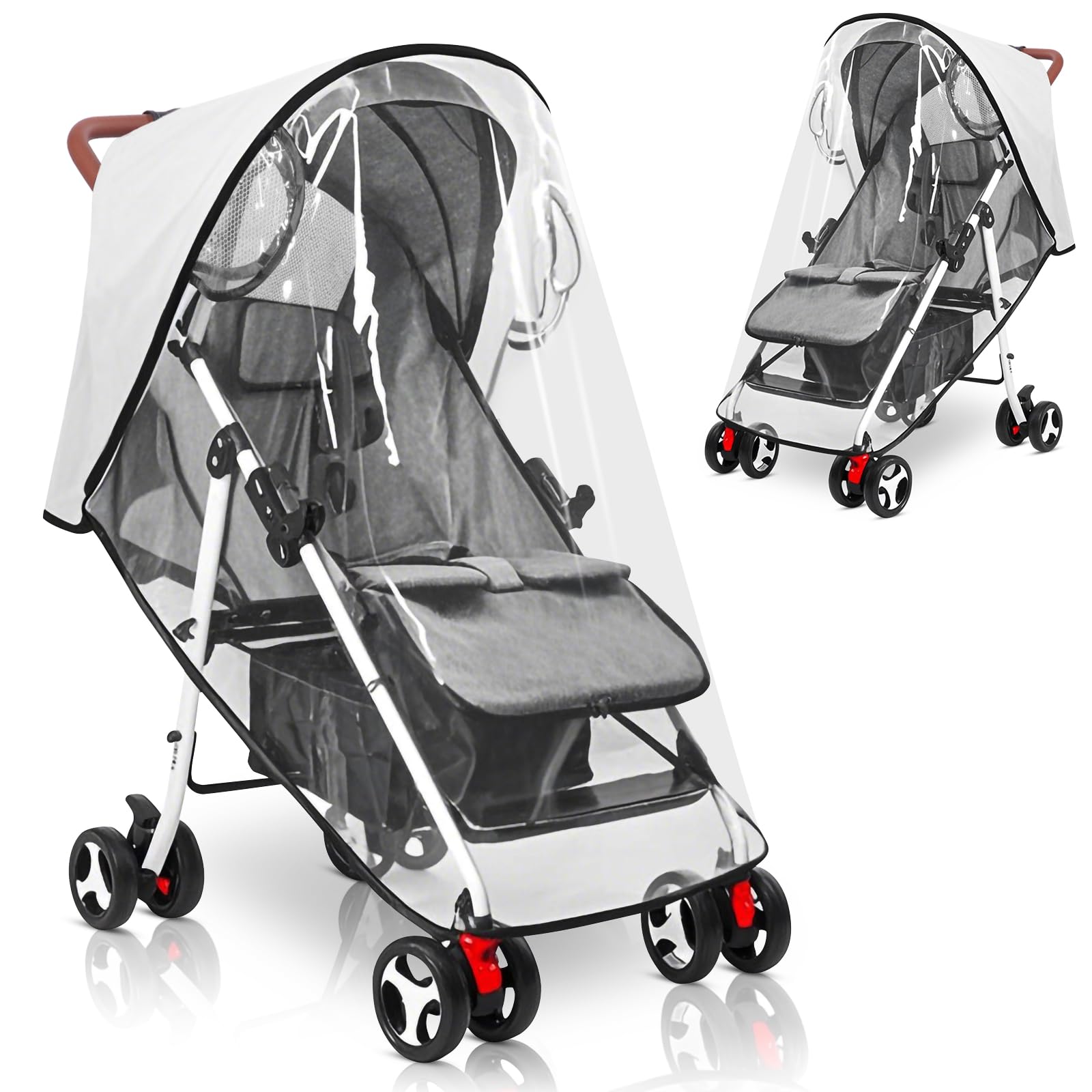 HOTUT Regenverdeck für Kinderwagen,Universal Regenschutz Buggy,Gute Luftzirkulation,Kinderwagen Regenhaube für Wasserdicht, Winddicht,Sonne,Schadstofffrei,Transparent