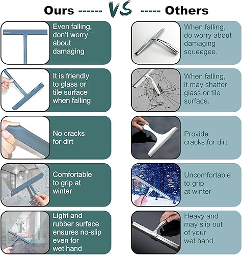 Miniatura 10 de RICHMIRTH Escobilla de goma de silicona y gancho para ventana de ducha de 11 pulgadas de ancho, escobilla de baño de silicona para puertas de ducha,