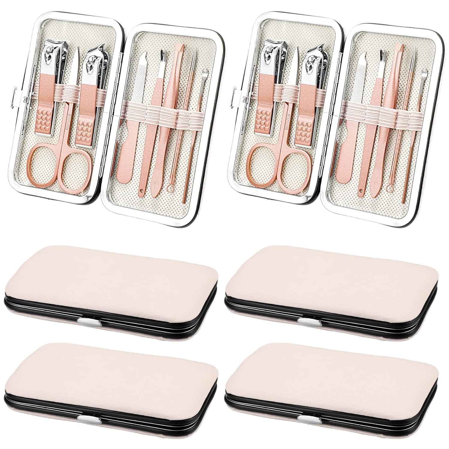 12 Pcs Manicure Set, Stainless Steel Nail Clippers Set, Mini Manicure Kit, Travel Grooming Nail Kit with Leather Bag for Men and Women