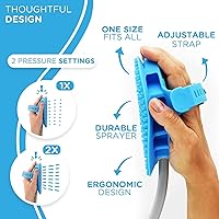 Vista 2 de Aquapaw Cepillo de baño 5 en 1 para caballos y perros y peine de curry – Silicona azul XL – Incluye accesorio de manguera de ducha de 3 pies