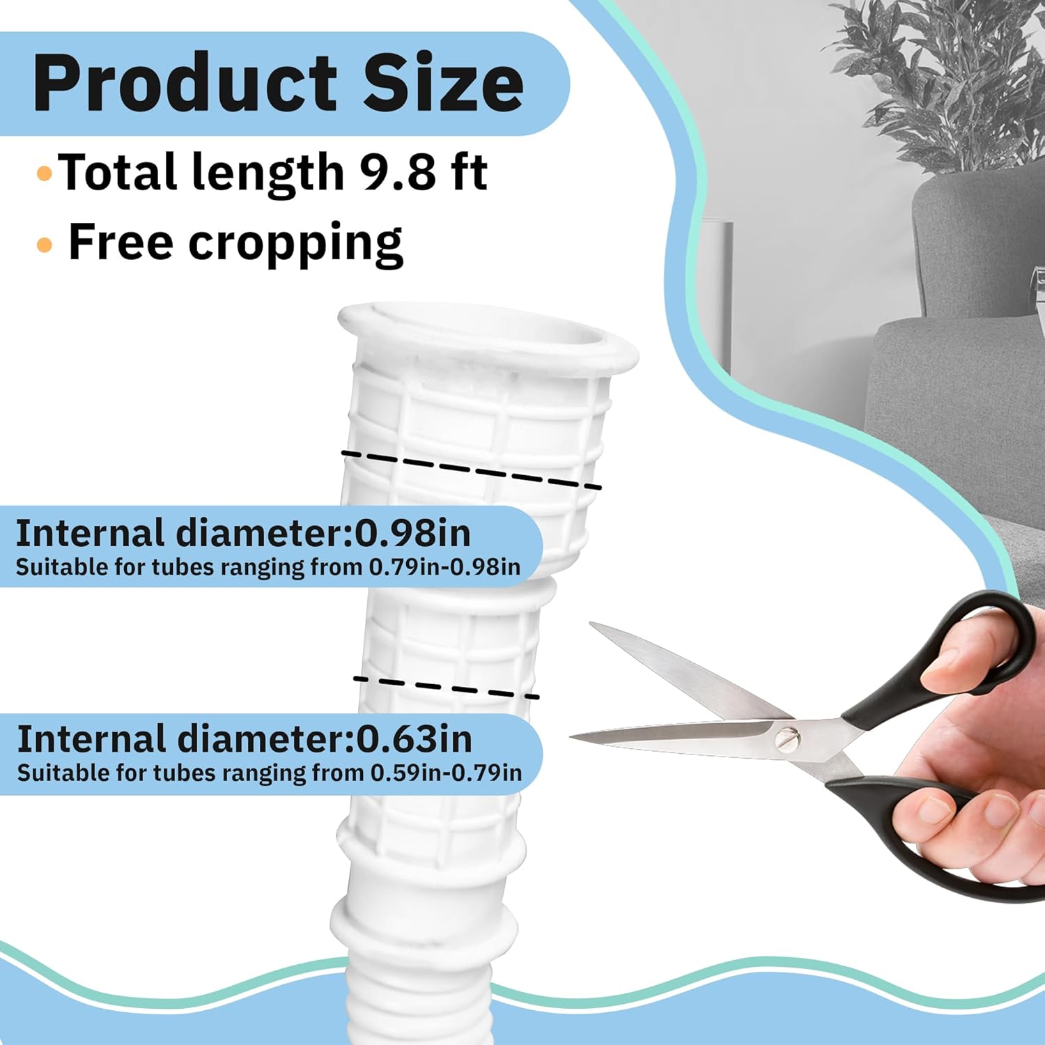 10 Ft Portable Dehumidifier Drain Hose | Universal Replacement Hose Kit with Cuttable Rubber Adapter & Clamp | Flexible 3/4" FHT Leakproof Discharge Hose for Most AC and Dehumidifiers