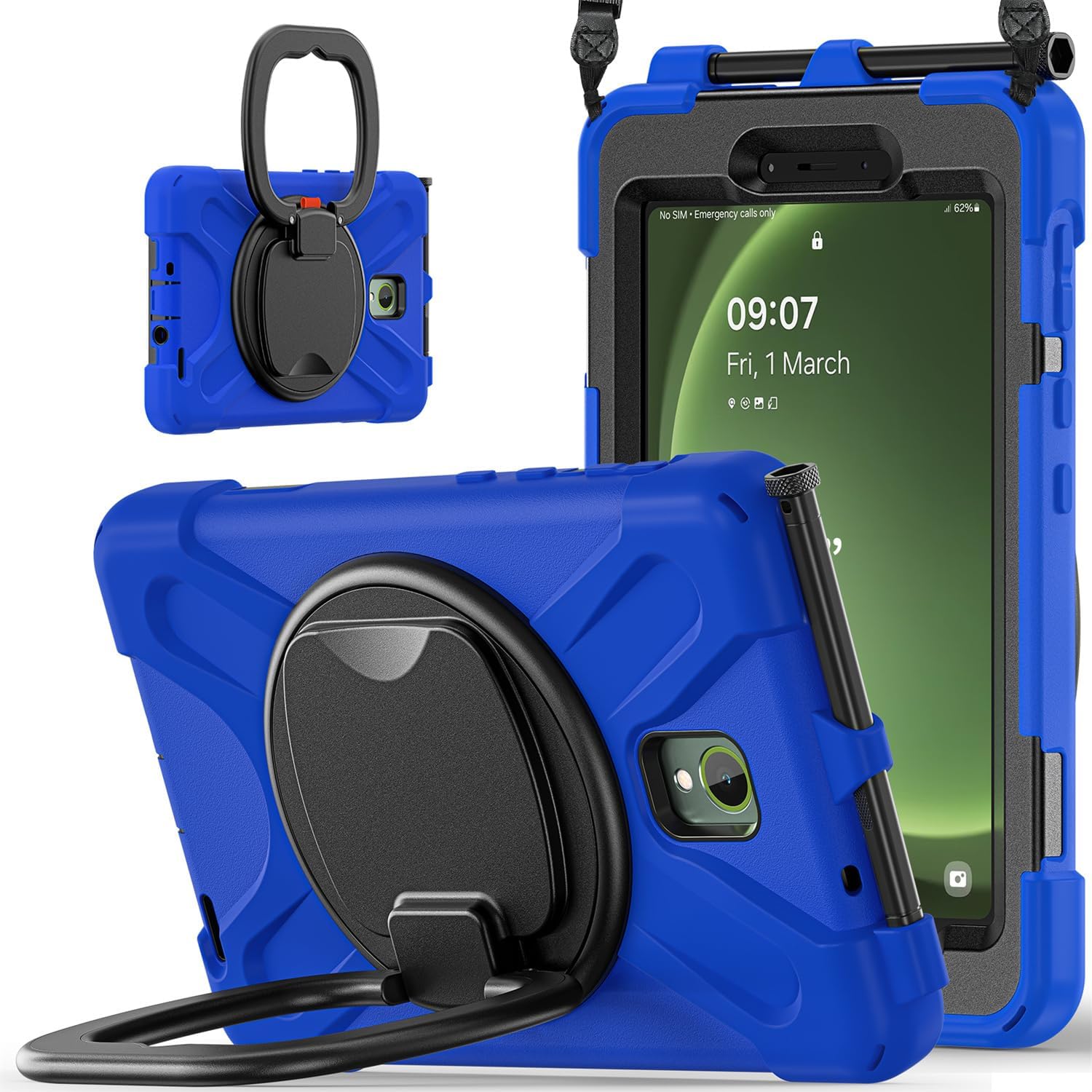 Coque Samsung Galaxy Tab Active5 Active3 antichoc robuste avec poignée bleu JZ