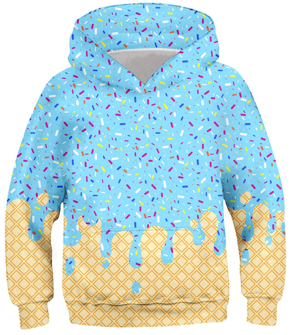 Boys Sweatshirts Blue Baseball Hoodies for Kids Ice Cream Sweater Shirt Size 8 10 12 Years Graphic Hoodie with Bright Color