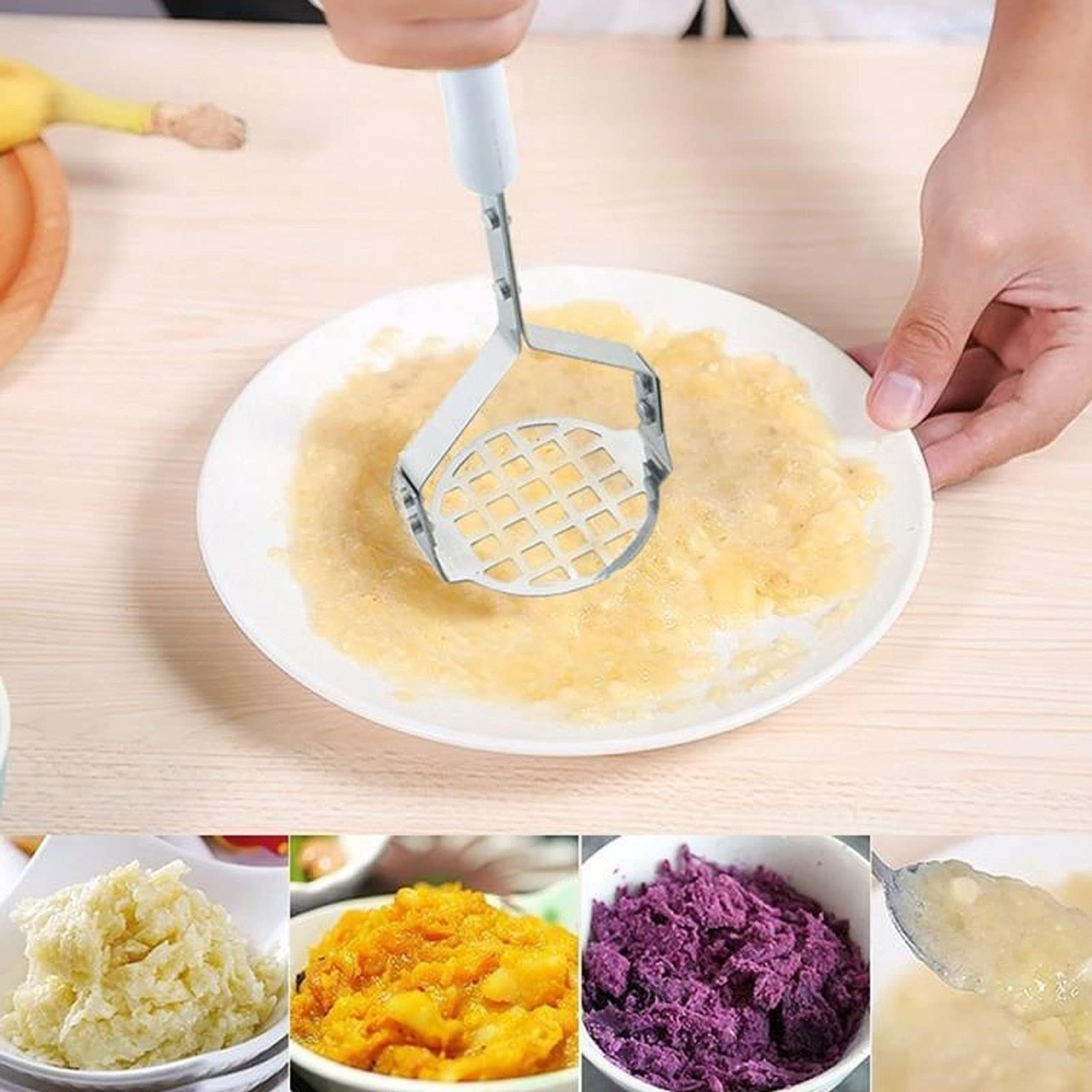 Stampfer Edelstahl-Stopfer/Kartoffelstampfer mit breiter Stempelplatte for glattes Kartoffelpüree, Obst, Gemüse, Werkzeuge, Presse, Brecher, Stampfer