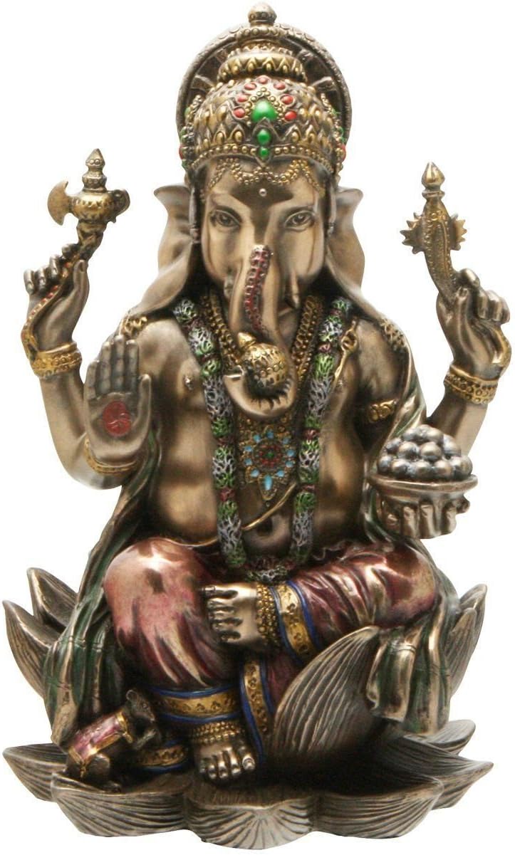 craftvatikaGanesh (Ganesha) Hindu Elephant God of Success Real Bronze Powder Cast Statue, 7 1/4-inch