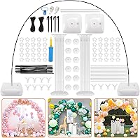 Vista 1 de RUBFAC Kit de arco de globos con base y paquete de 12 soportes para palos de globos con base para mesa, kit de soporte de globo reutilizable