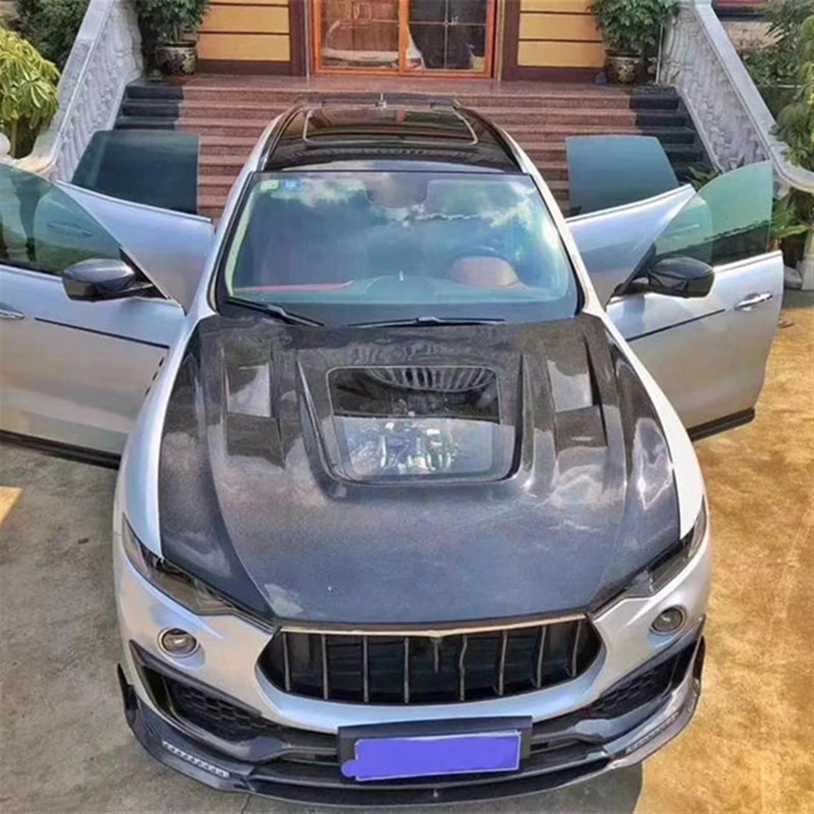 Carbon Fiber Compatible For Maserati Levante Car Accessories Front Engine Clear Bonnet Hood Fit Perfect installation — view 5