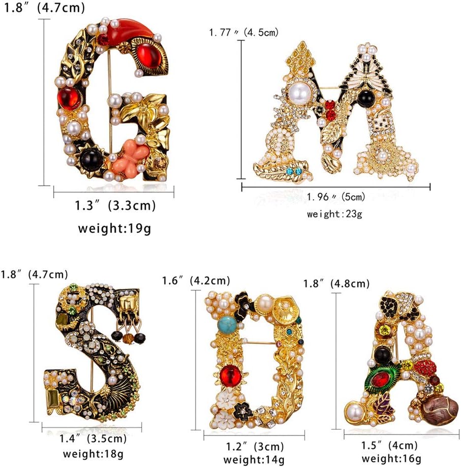 Delicate Baroque Pearl for Rhinestone English Letters Brooch Crystal Alphabet Lapel Pin Clothing Accs for Wedding Propos