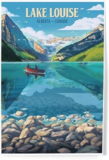 Lantern Press 8x12 Art Print, Lake Louise, Alberta, Canada, Lithograph, Summer on Lake Louise