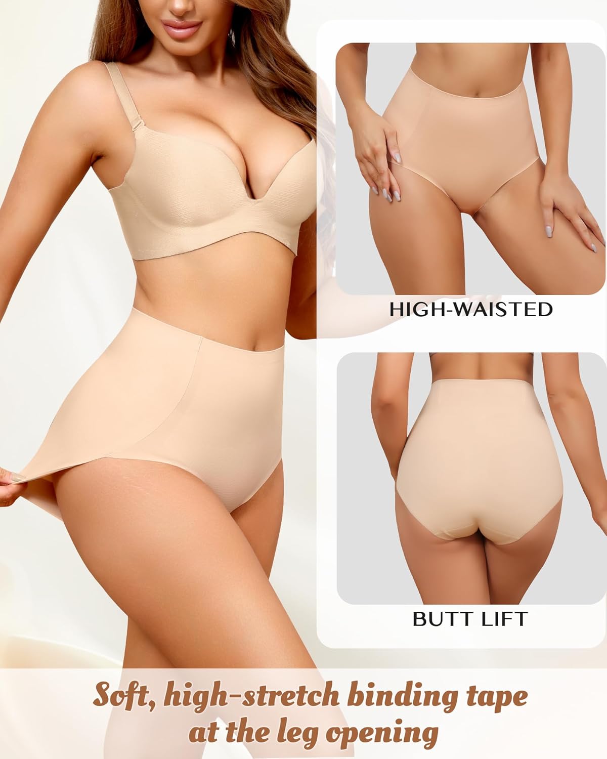 LEVAO Shapewear Women Tummy Control Underwear - Seamless High Waist Shaper Panties Full Coverage Moderate Shaping Briefs - Image 4