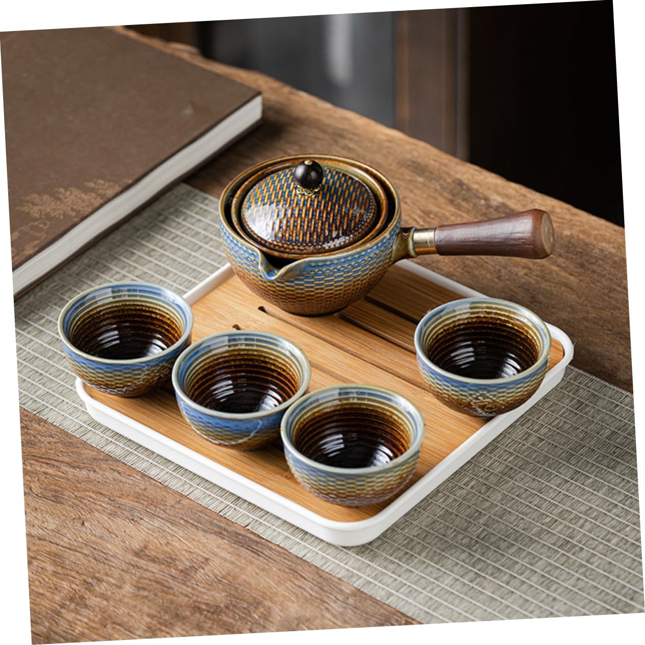 ABOOFAN Tetera Automática Diseño Elegante de Cerámica Juego de Té Portátil y Material Resistente para Viajes y Actividades al Aire Libre para Aficionados al Té