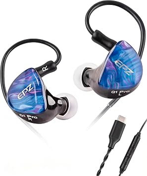 EPZ Q1 PRO in Ear Monitors HiFi Bass Earbuds IEM Gaming Earphones Type-C Port with Microphone Detachable Cable for Musician Audiophiles