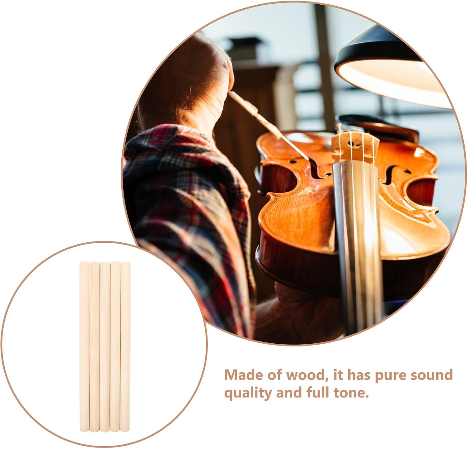 Levemolo 5Pcs Spruce Wood Bass Sound Posts Instrument Accessories Resonance Columns for Upright Bass Musical Parts