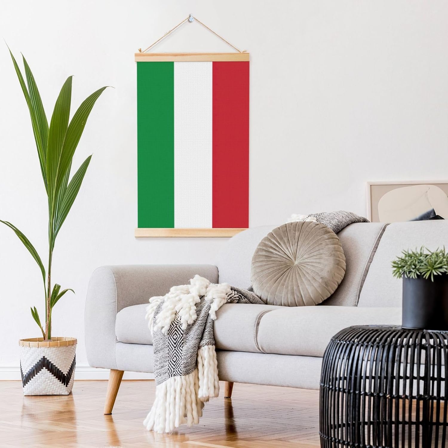 Italian Flag Print Poster Hanger,Hanging Poster, Poster Frame,Wood Poster Hanger, For Wall Hanging