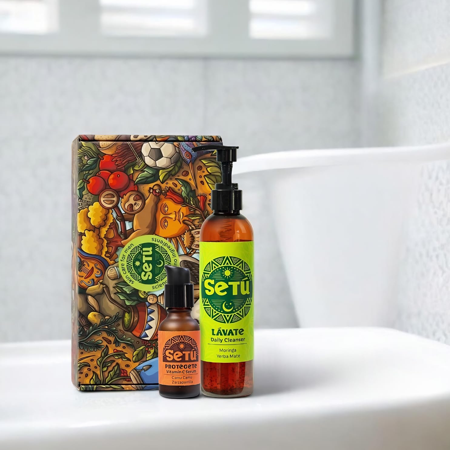 Setú® Men's Skincare Gift Set | Morning 2-Step Routine | Cleanser, Vitamin C Serum
