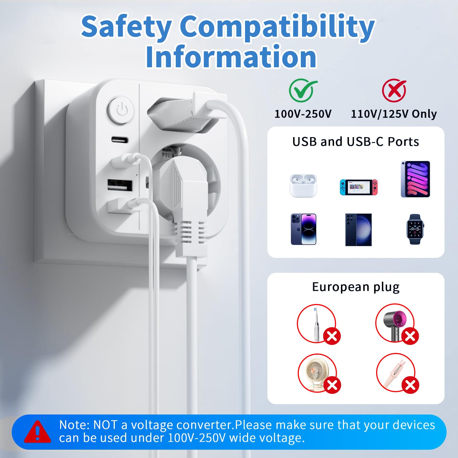6 en 1 Adaptateur Prise Anglaise UK,3250W Adaptateur de Voyage UK avec 2 Prises,2 USB,2 Type-C,Adaptateur Type G pour Irlande Dubaï Malaisie Maldives Angleterre