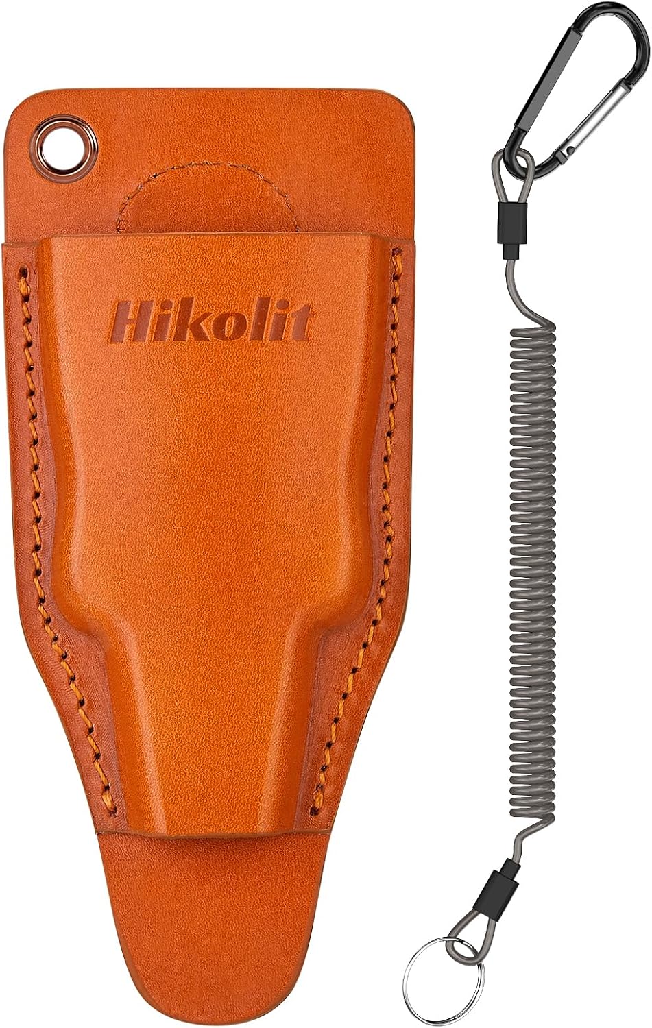 Fishing Pliers Sheath with Spring Steel Belt Clip and Coiled Lanyard, Cowhide Leather Holsters for Most Fishing Pliers