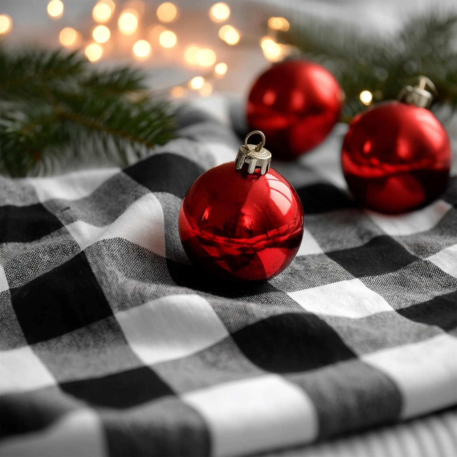 57” Width Checkered Gingham Fabric By The Yard, Plaid Fabric, for Sewing, Quilting, and Decor, DIY for Tablecloths, Curtains and Dresses, (Black, 108in)