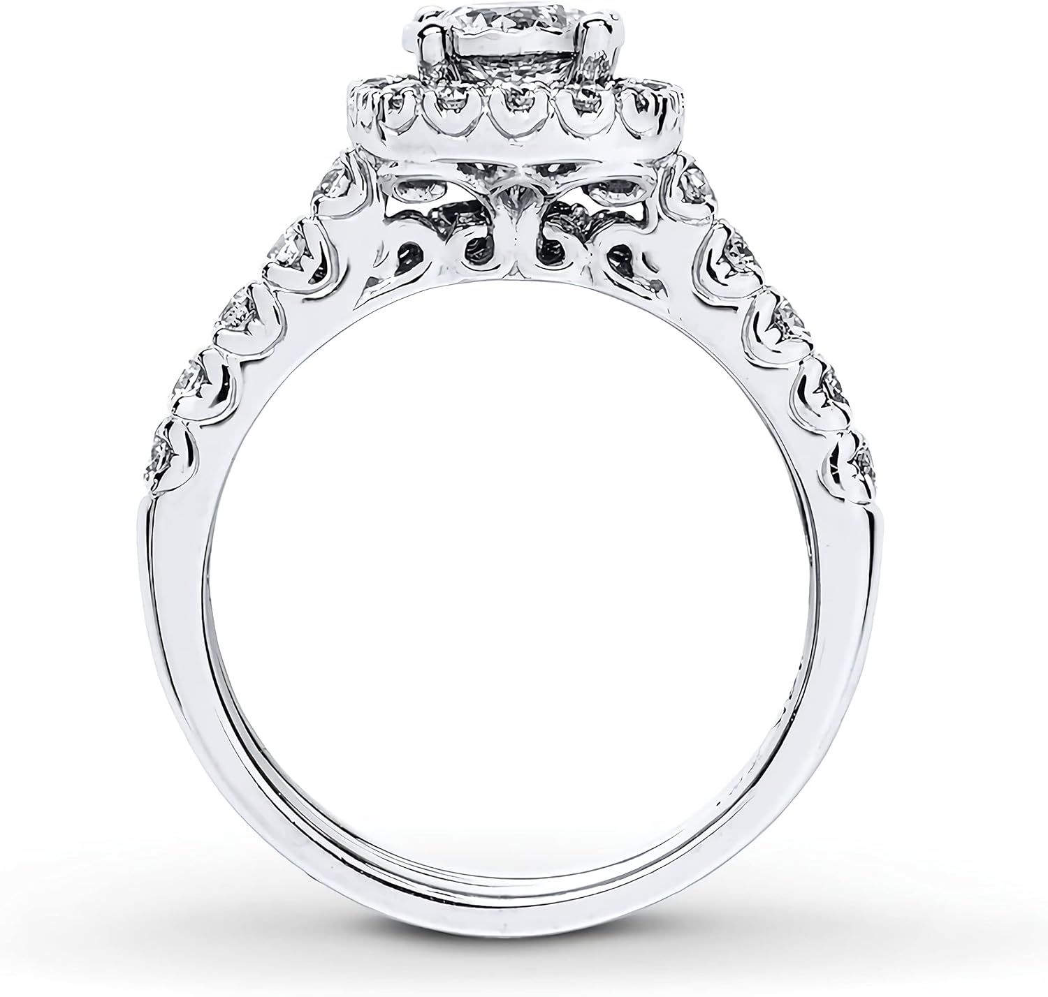 Blocaci Bridal Set 1-5/8 CT TW Round-Cut Moissanite Engagement Ring for Women 10k 14k 18k White Gold Yellow Gold Rose Gold Free Engraving