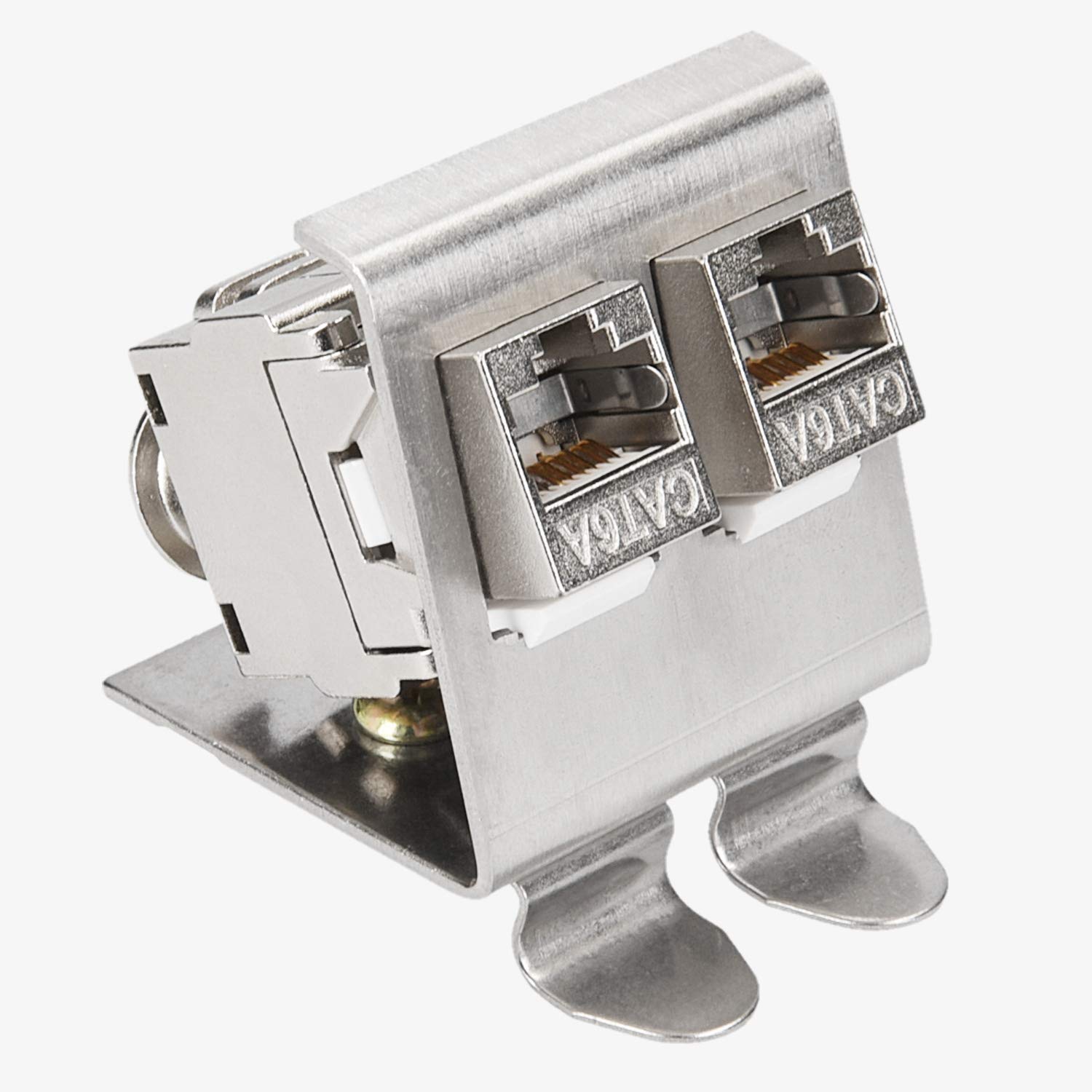 kwmobile 4X Module Keystone RJ45 Cat 6a - Modules de Brassage pour Branchement Câble RJ45 - Connecteur Blindé avec Support pour Rail DIN (Lot de 2)