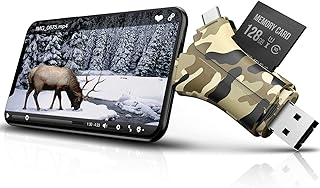 ZOOULAI Trail Camera Viewer SD Card Reader - 4 in 1 SD and Micro SD Memory Card Reader to View Hunting Game Camera Photos or Videos on Smartphone,Camouflage