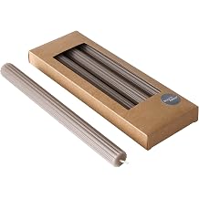 Boltze 2040794 Taper Candle Classic Set of 4 Grey/Brown 25 cm Wax Ribbed Surface Classic Design Taper Candle Grey Candle Decoration