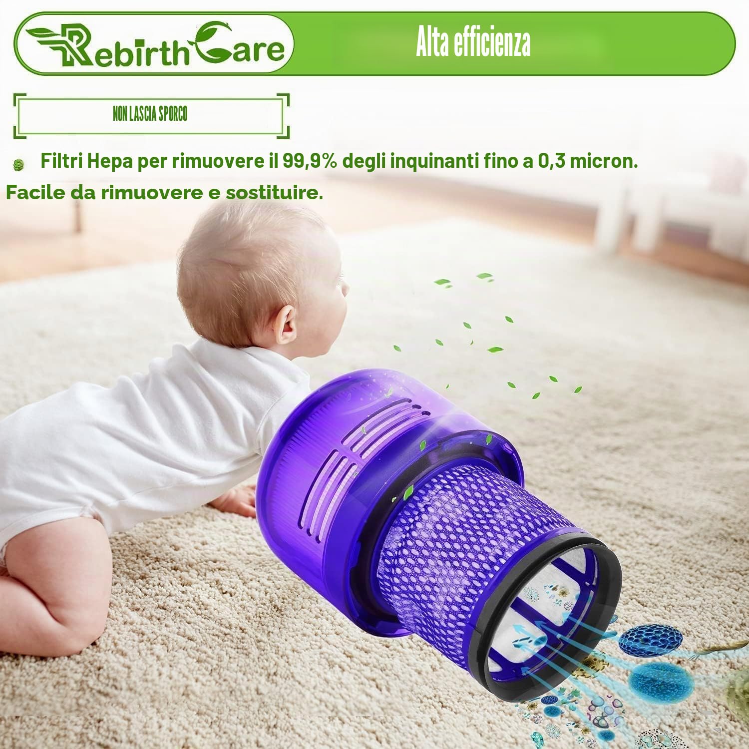 Rebirthcare Filtro di Ricambio per Dyson V11 SV14 SV17 SV22, Filtro Lavabile per Dyson V11 SV14 Cyclone Animal Absolute Total Clean Aspirapolvere Parti di Ricambio, Sostituire DY-970013-02 & 97001302