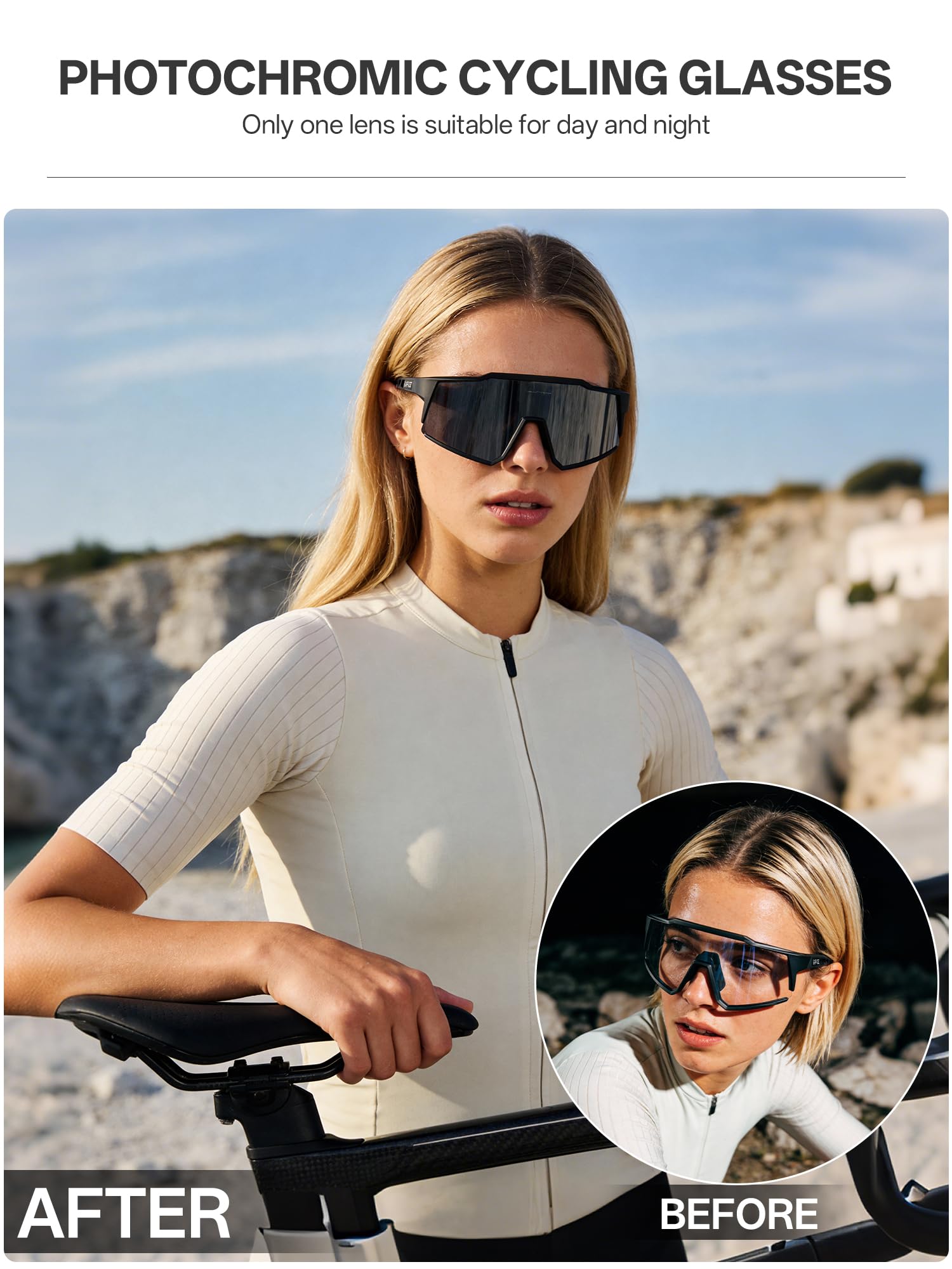 KAPVOE Fotocromatici Occhiali Da Ciclismo Con TR90 Occhiali Da Sole Sportivi Donne Uomini Che Corrono Chiaro Mtb Bicicletta Accessori K9022