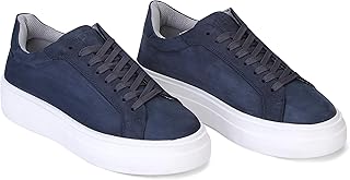 حذاء رياضي ميد نايت رايز للرجال من بريو، مصنوع من جلد نوباك الفاخر بنسبة 100% ونعل مرتفع، لون ازرق كحلي