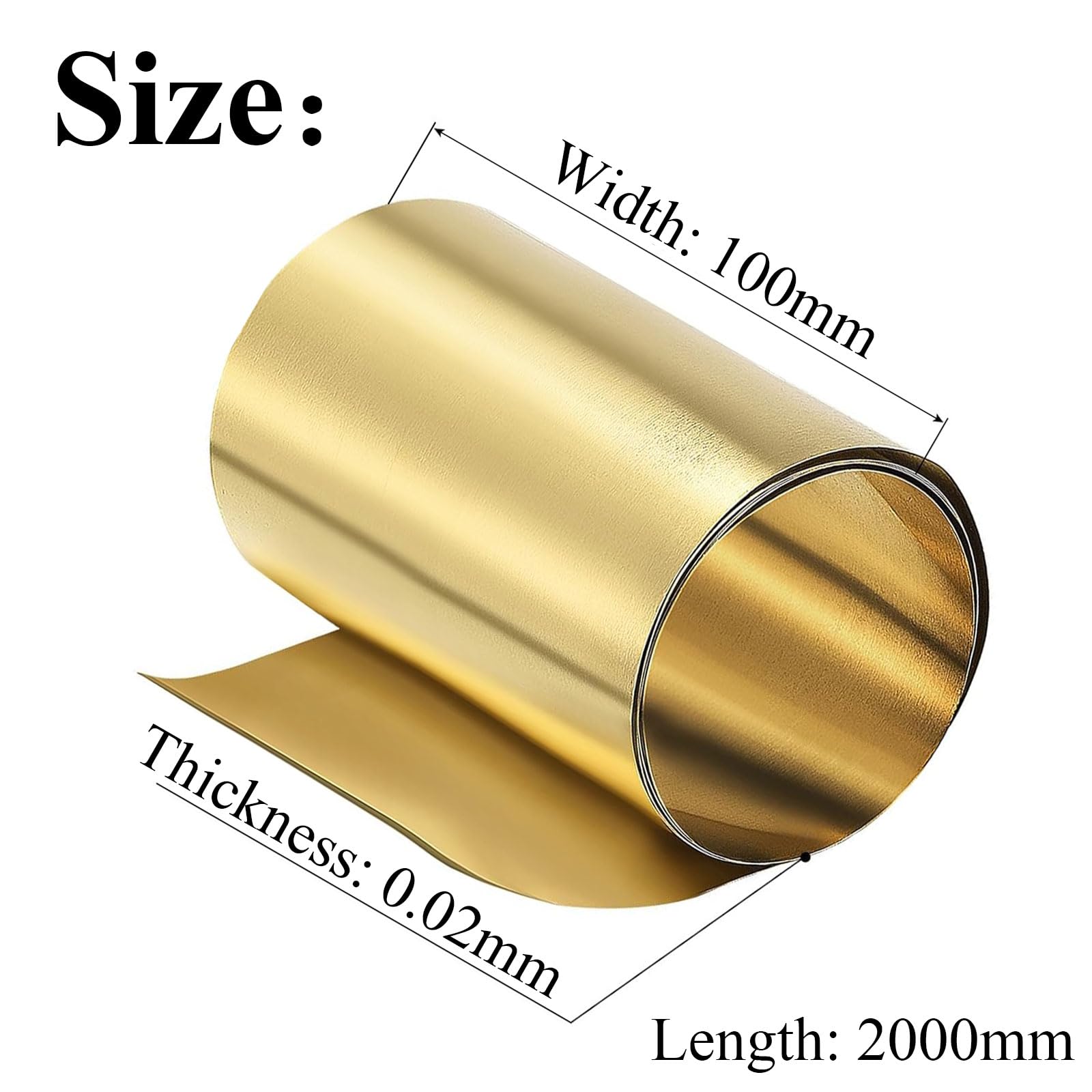 H62 Szerokość Rolki Blachy Mosiężnej 100Mm, Długość 2M, Gruba 0.01-0.08Mm Płyta Folii Metalowej, Cienka Blacha Mosiężna Do Produkcji Rzemieślników Diy Cutting/0.02X100X2000Mm