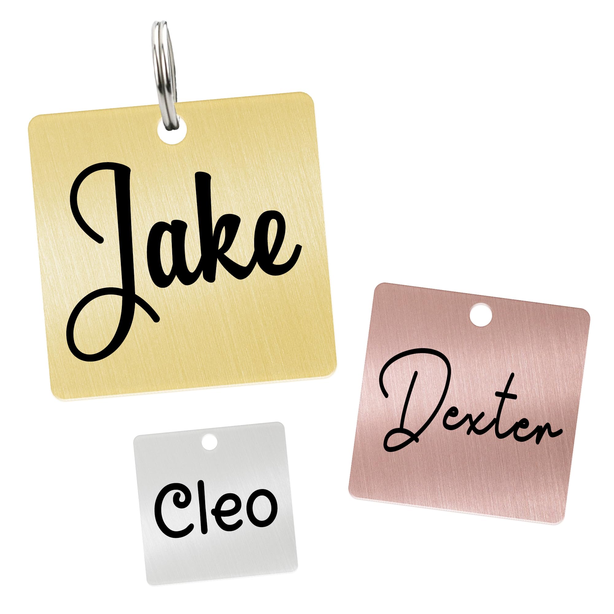 Ultra Joys Custom Pet ID Tag - Personalized for Dogs and Cats - Stainless Steel Engraved Dog Name Tag | Square Medium Gold
