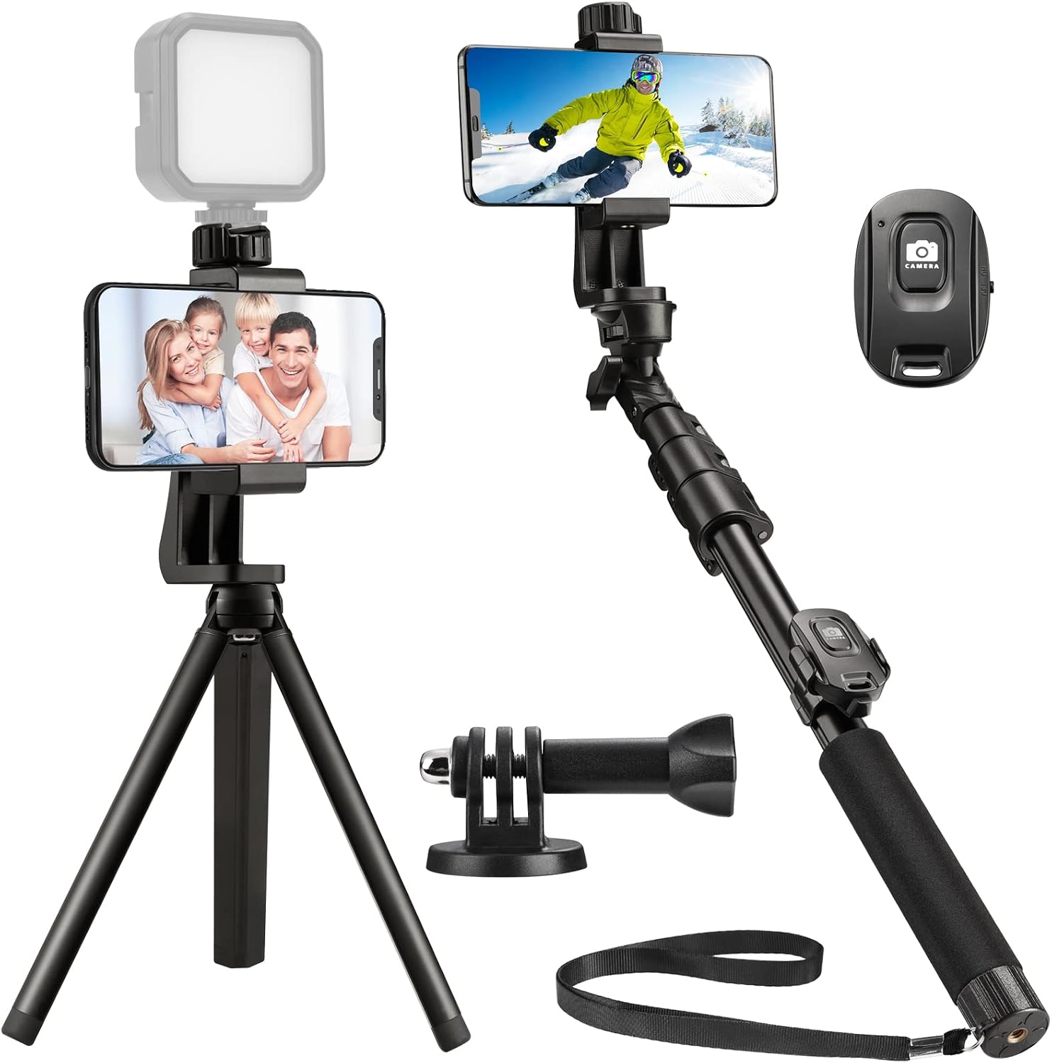 50" Tripod for Phone,Selfie Stick with Wireless Remote, Extendable Cell Phone Stand & Phone Holder Compatible with iPhone/Android