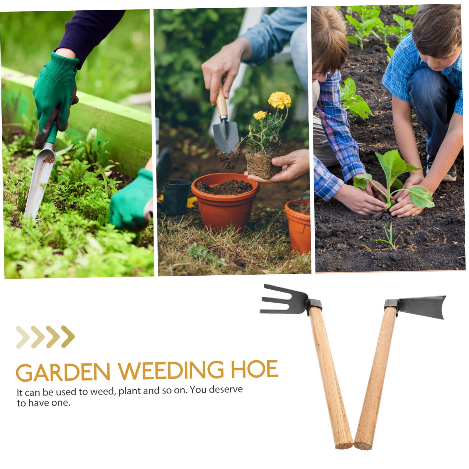 SUPVOX Azada Mango De Madera Herramienta Reutilizable para Desherbar Azada para Cultivo De Hortalizas para Jardinería Casera