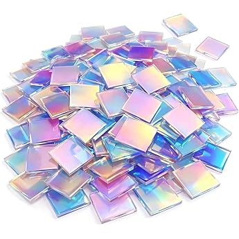 Pack of 100 Rainbow Acrylic Plates 2 x 2 cm Acrylic Mosaic Stones for